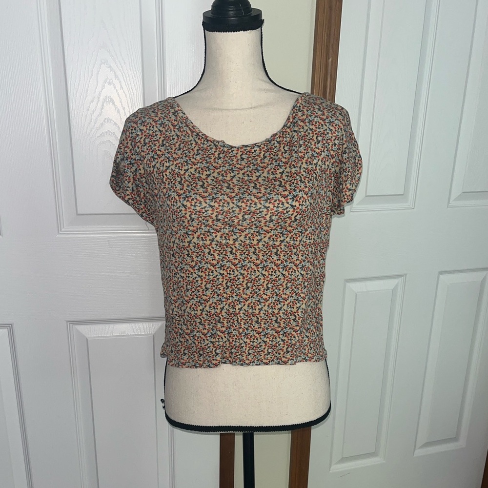 Check & Stripe Floral Crop Top
